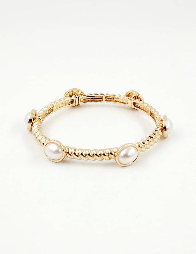Gold Textured Pearl Bracelet