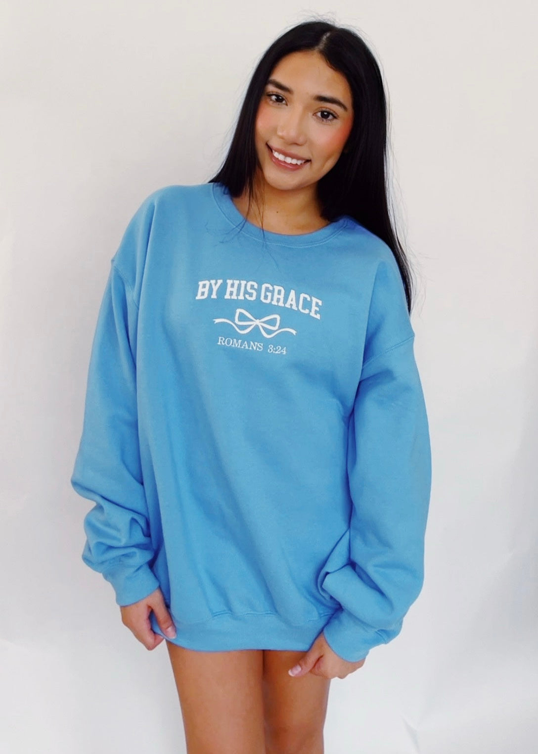 By His Grace Bows Embroidered Sweatshirt