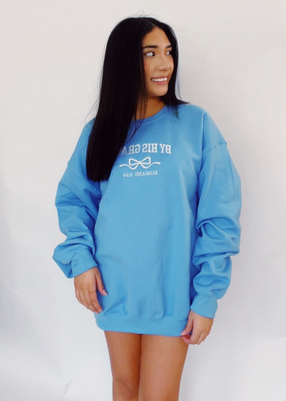 By His Grace Bows Embroidered Sweatshirt