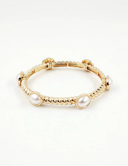 Gold Textured Pearl  Bracelet