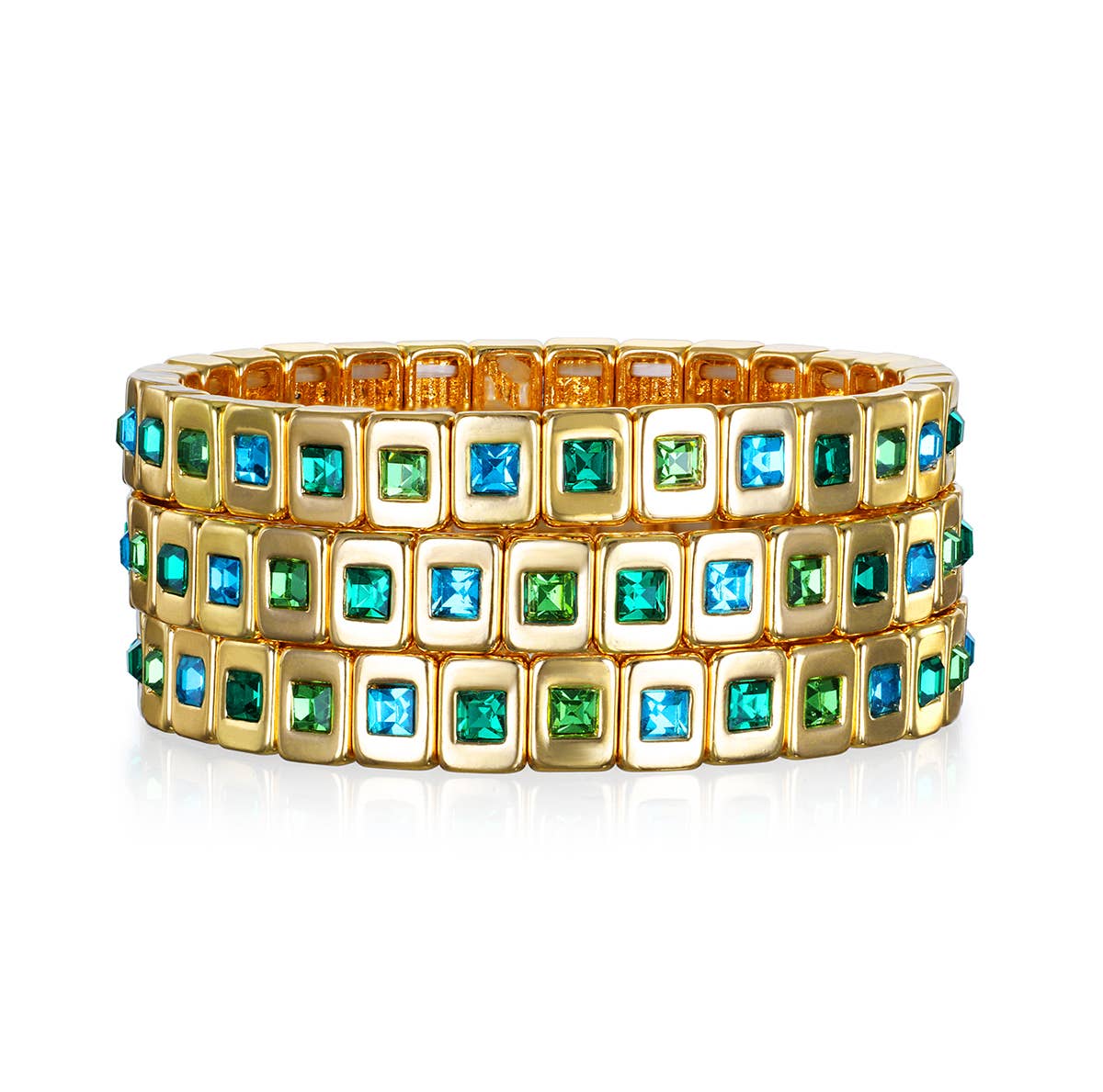 Blue & Green Sparkle Tile Bracelet