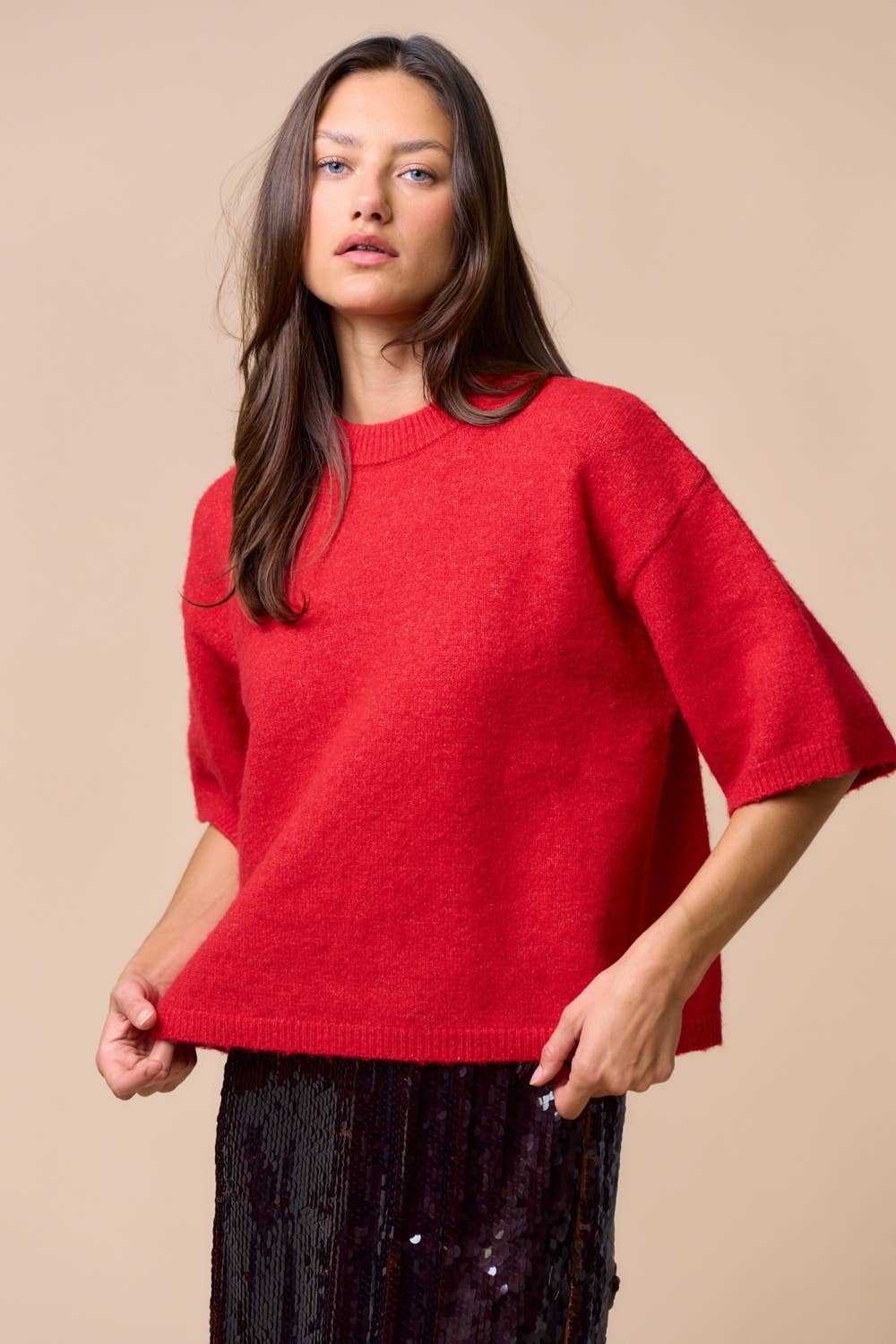 ILT6364 Sweater Sleeve Top: BUTTER / L