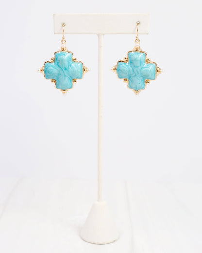 Edie Enamel Cross Earring Turquoise