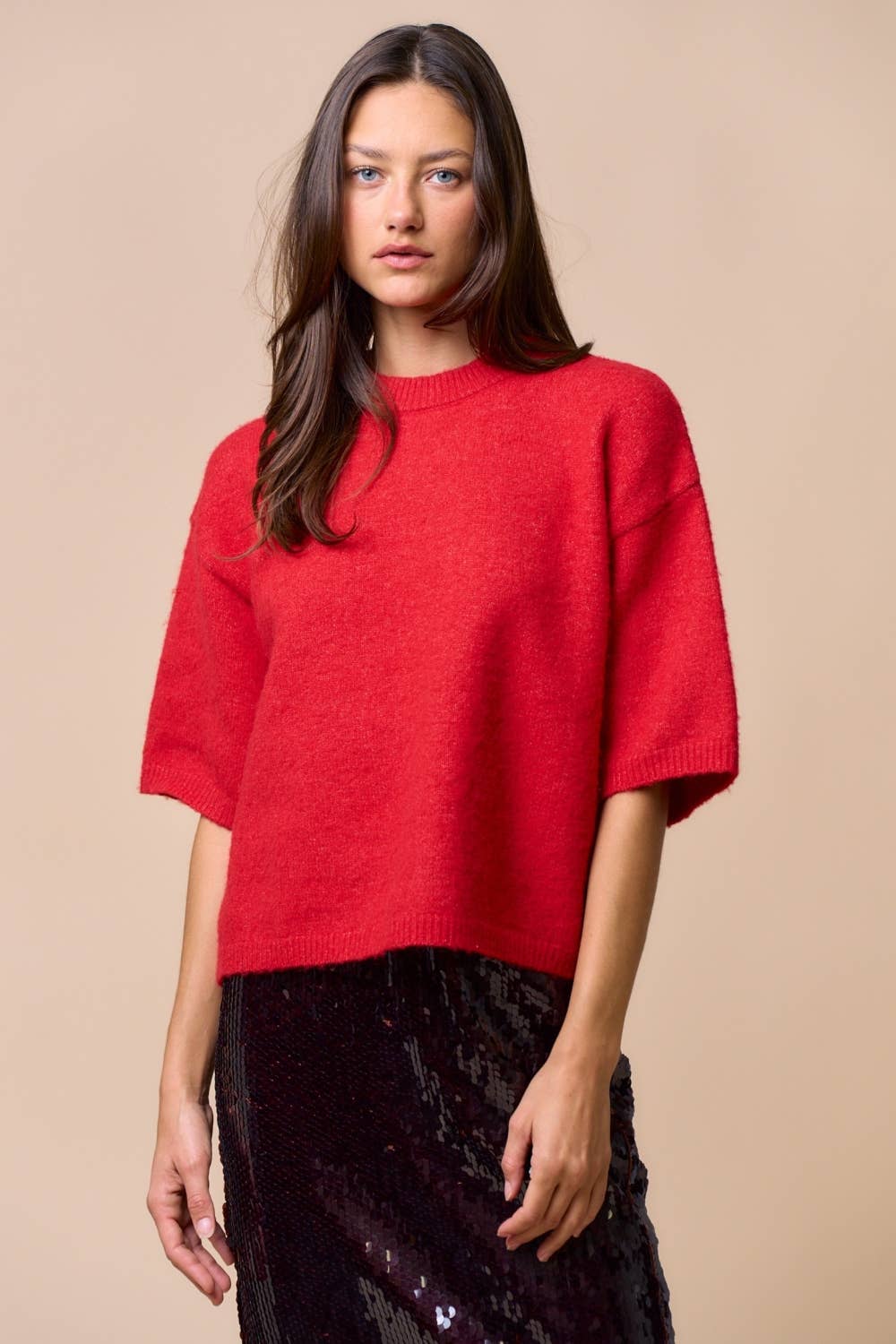ILT6364 Sweater Sleeve Top: BUTTER / L