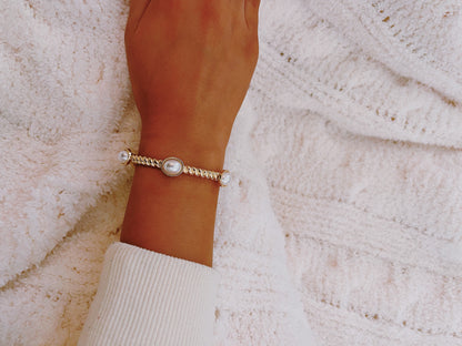 Gold Textured Pearl  Bracelet