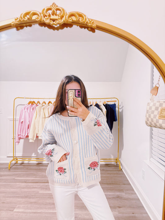 Blue Striped Cardigan