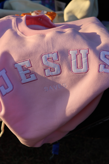 Jesus Saves Pullover in Rose (PREORDER SHIPS IN 4-6 WEEKS): S